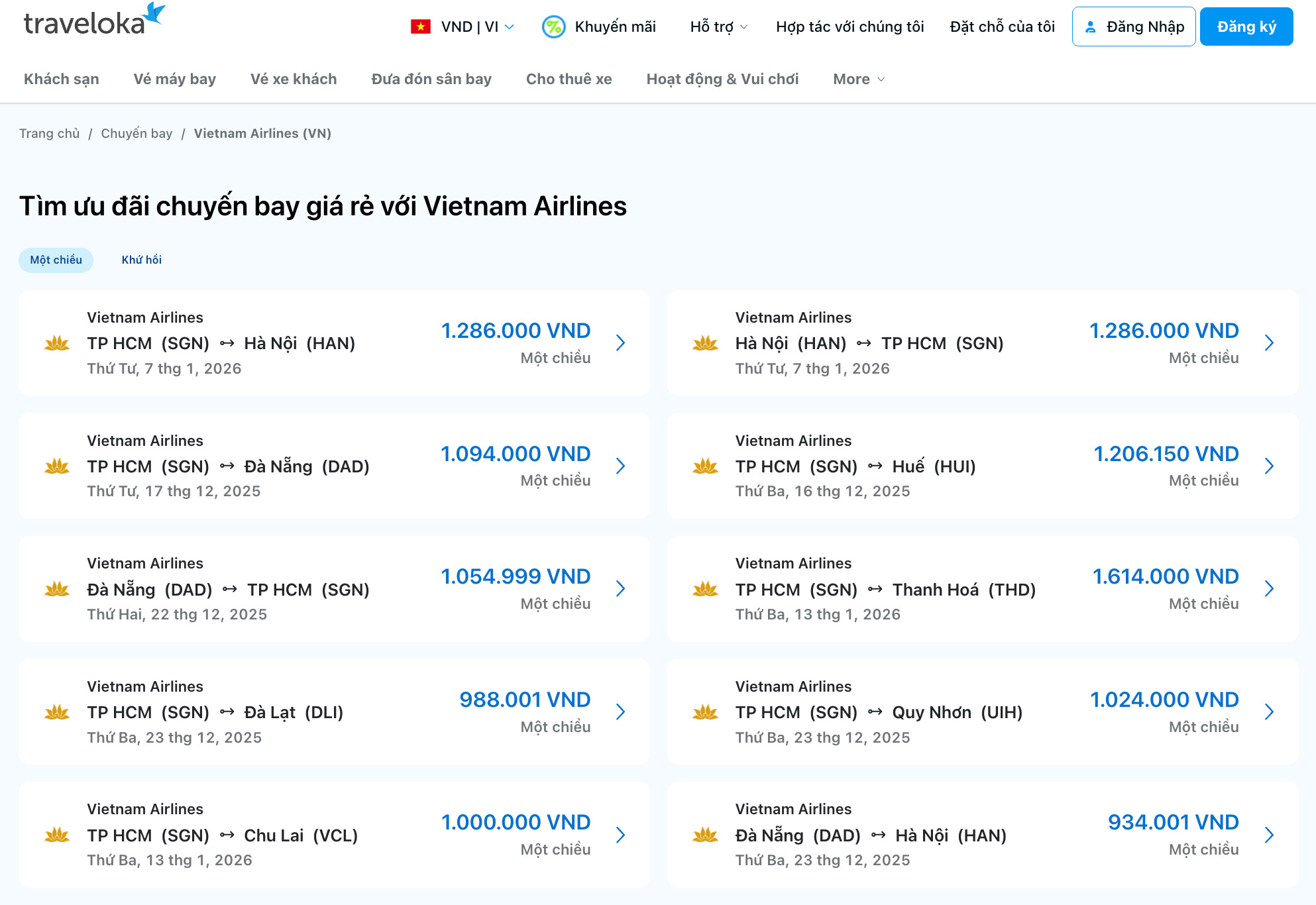 Tìm vé máy bay Vietnam Airlines